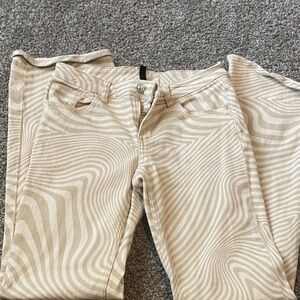 Divided Cream and Tan Patterned Women Jeans